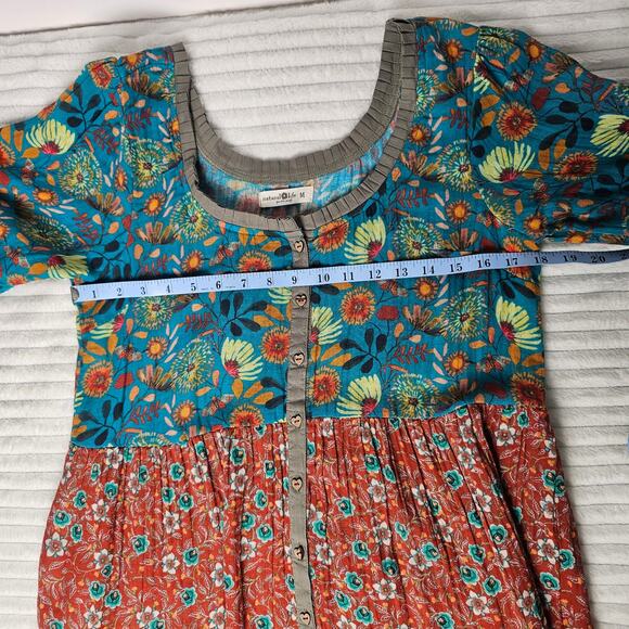 Natural Life Boho Floral Cotton Maxi Dress Women’s M Button Front Tiered Fall - Picture 5 of 9